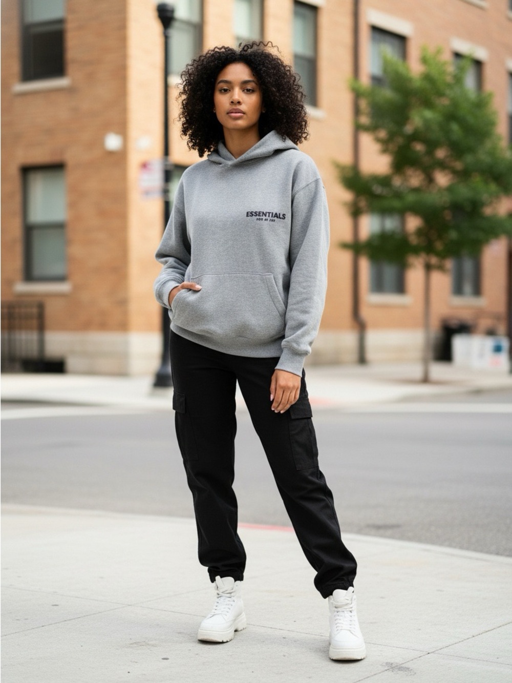 Essentials Men's Heather Gray Pullover Hoodie